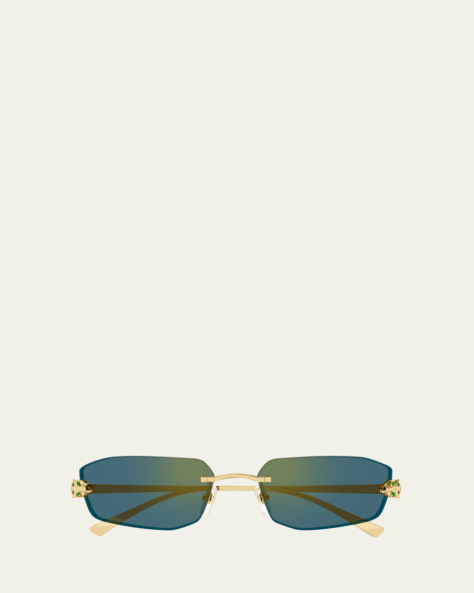 Panther Rimless Metal Rectangle Sunglasses